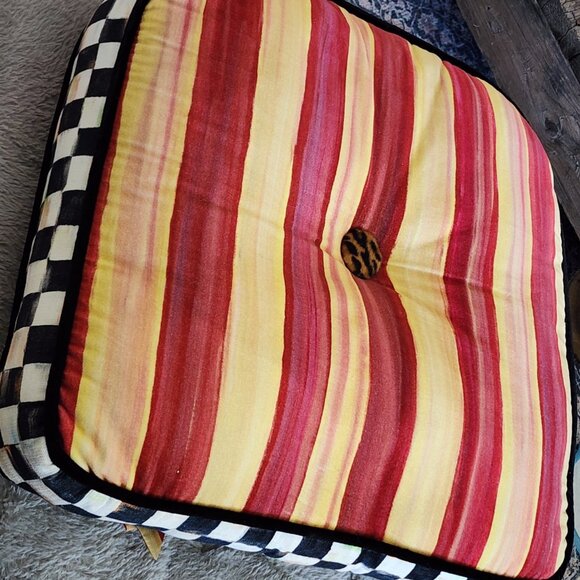 MACKENZIE CHILDS OVER-SIZE COURTLY CHECK/ANIMAL PRINT CHAIR PAD-SET OF 2 - Picture 1 of 8